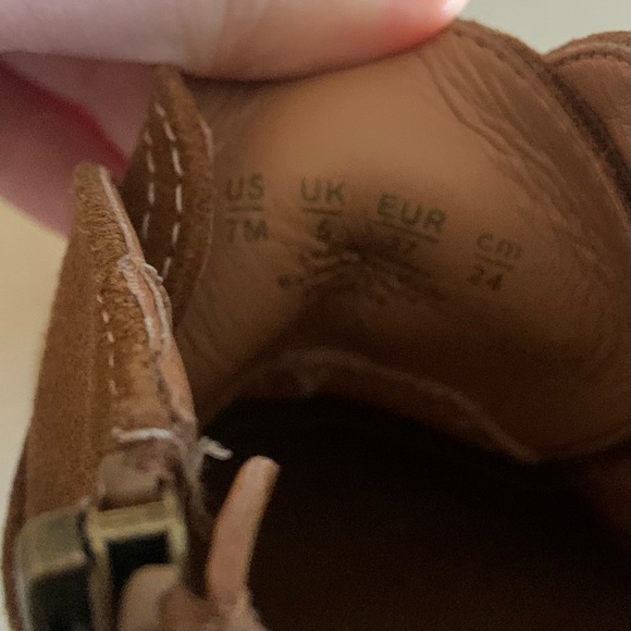 Franco Sarto Brown Suede Wedge Booties Womens 7 Buckle Strap Brooke Leather - Picture 7 of 8